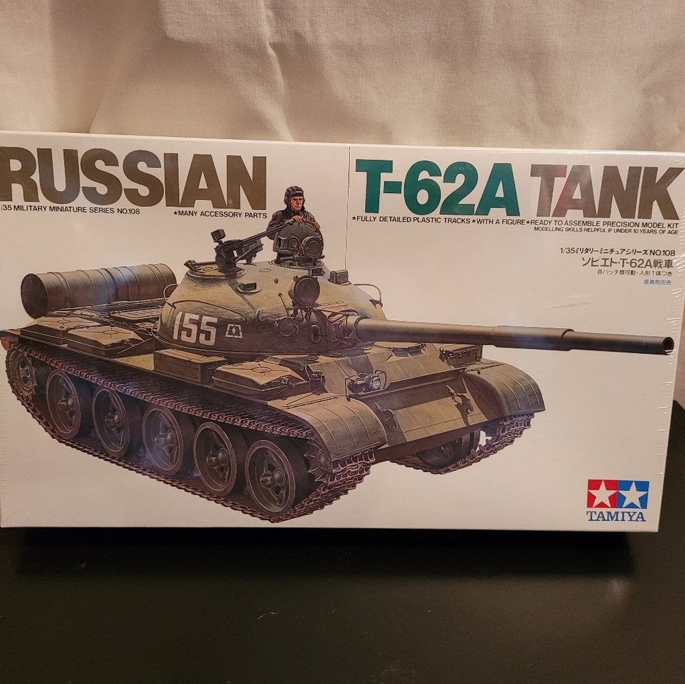 Tamiya 1/35th Scale Russian T-62A Tank 35108 Model Kit